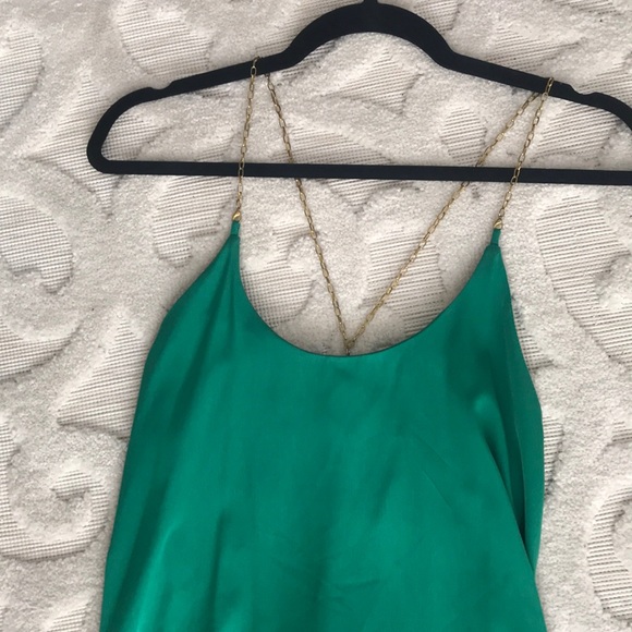 Emerald chain strap Y back, high low dress - Picture 2 of 5